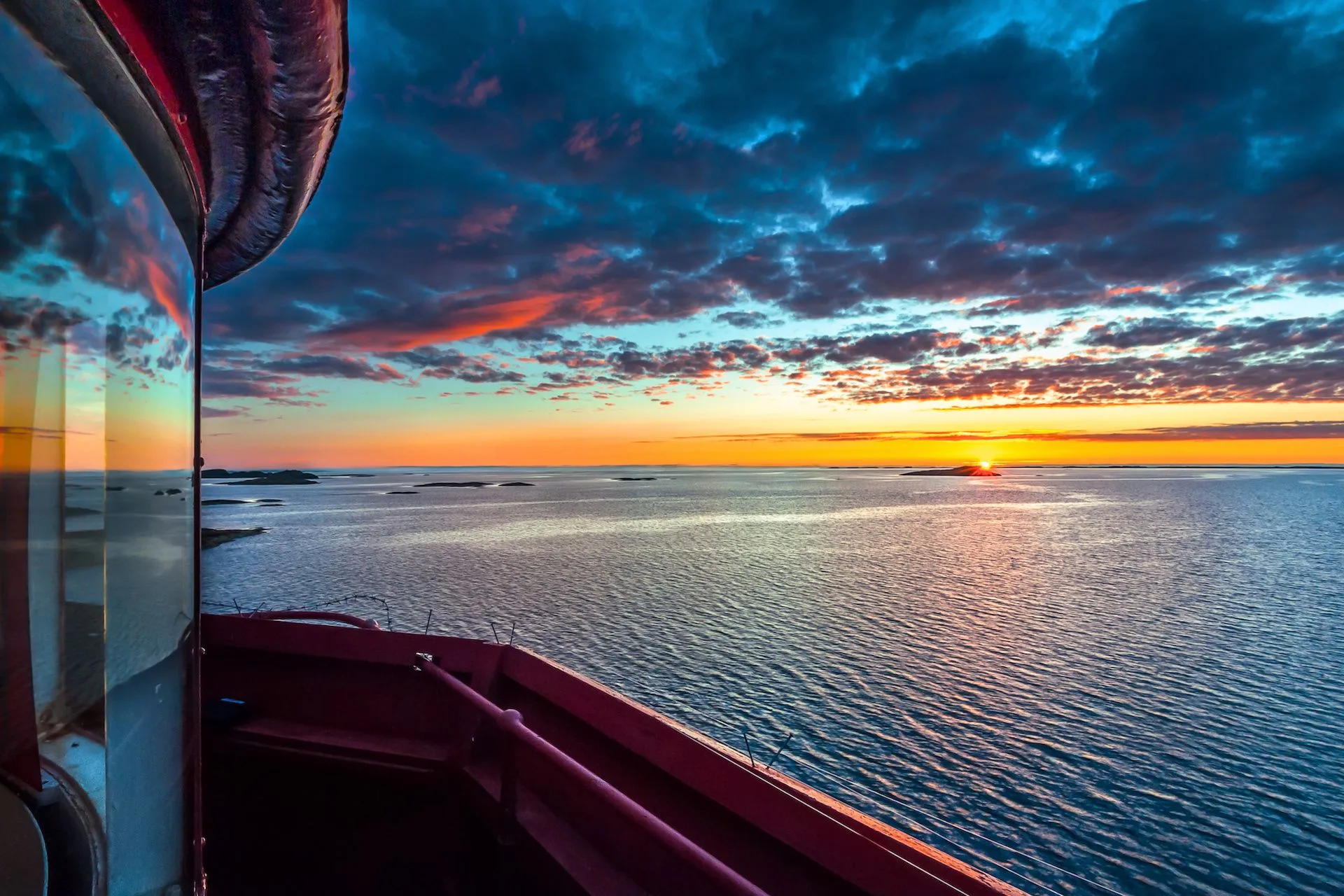 Sunset over the archipelago, seen from Færder lighthouse.