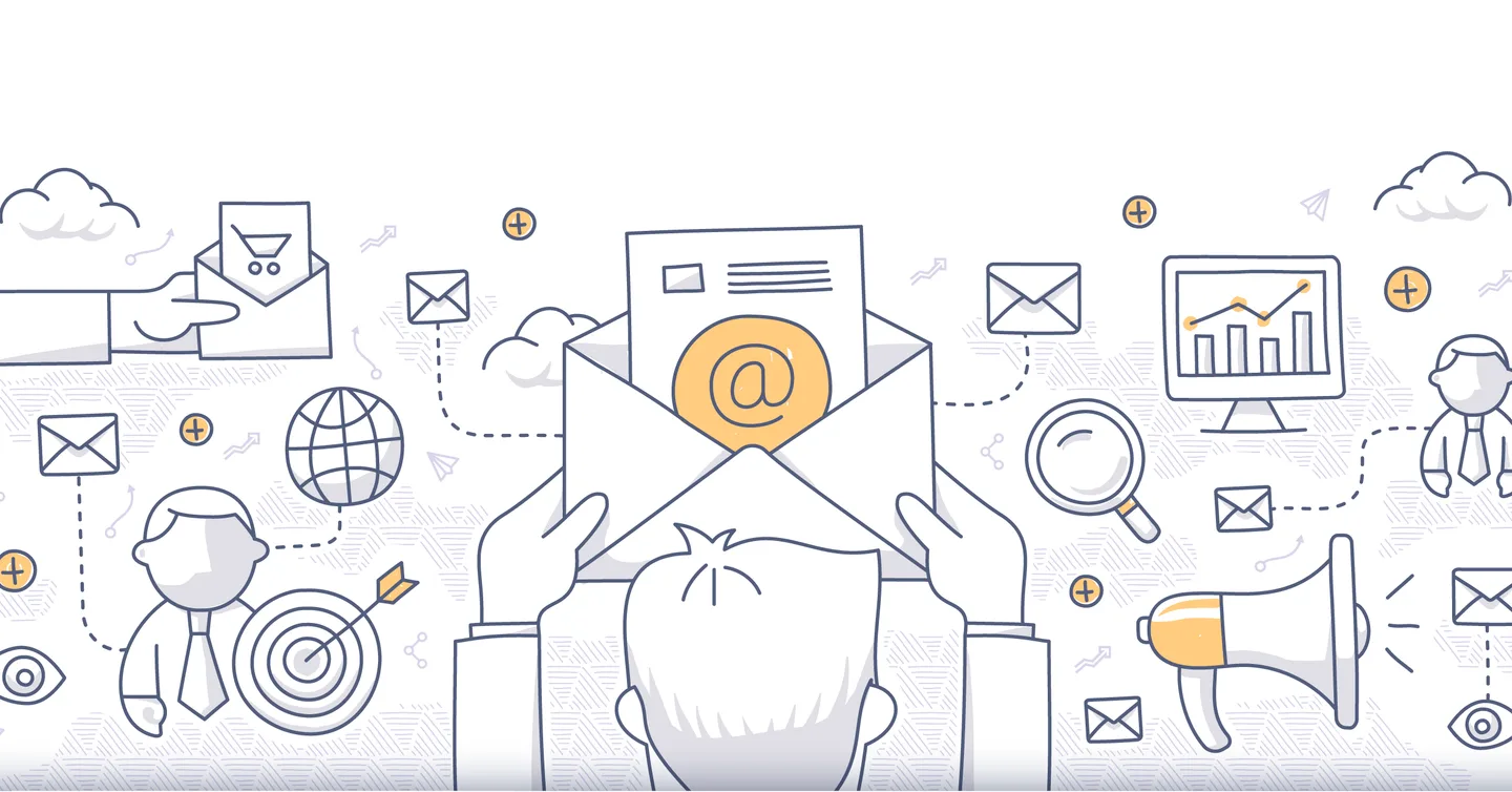 Illustration of email, contact and communication.