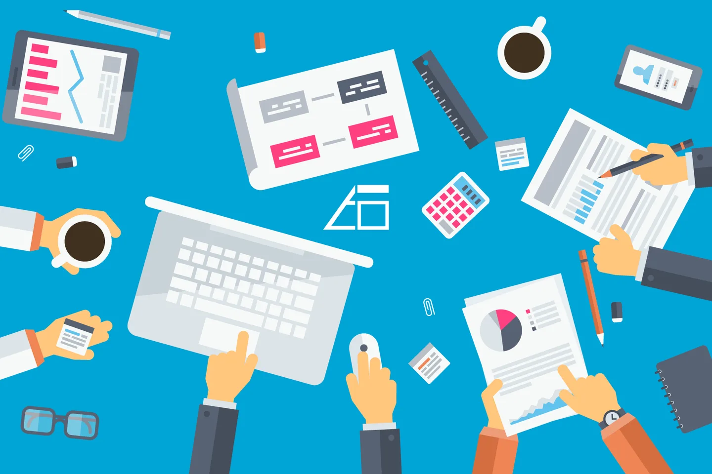 Illustration of work on digital channels and campaigns.