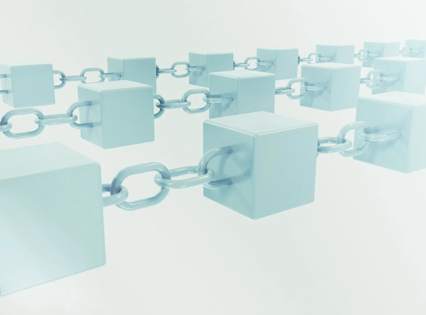 Connected blocks illustrating a distributed chain.