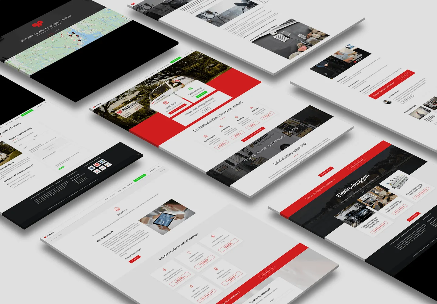 Selected pages from PEC’s earlier website, shown together in a presentation.