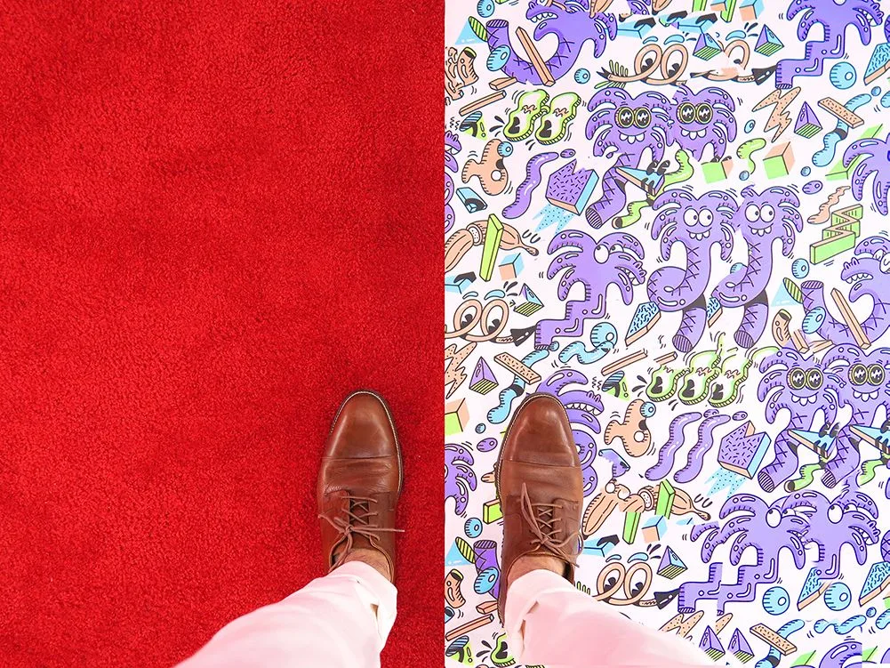 Two different floor surfaces illustrating a choice of tools.