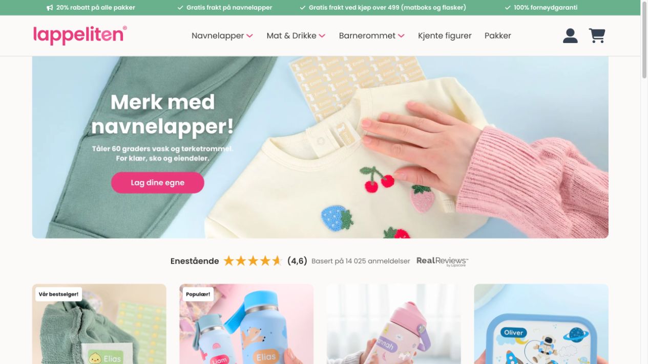 Lappeliten’s online shop, shown as context for the marketing work.