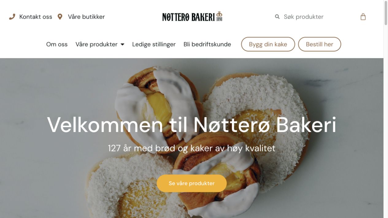 Nøtterø Bakeri’s published online shop.