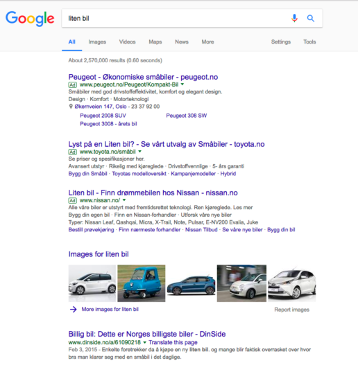 liten bil google eksempel