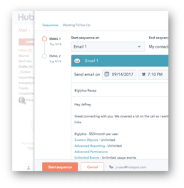 effektivt e-postverktøy i Hubspot Sales Hub